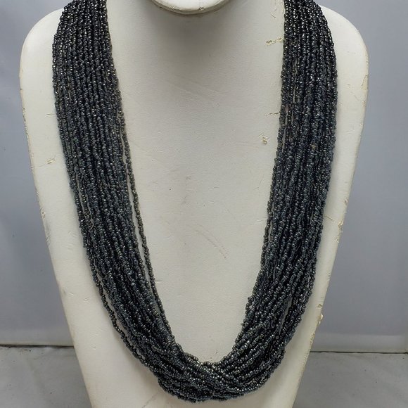 Signature black seed bead multi strand necklace 20 strand - Picture 1 of 6